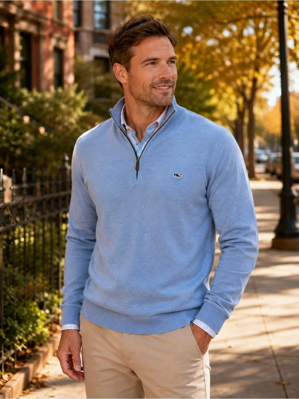 Vineyard Vines Men’s XL Cotton Cashmere 1/4 Zip Sweater Ocean Breeze